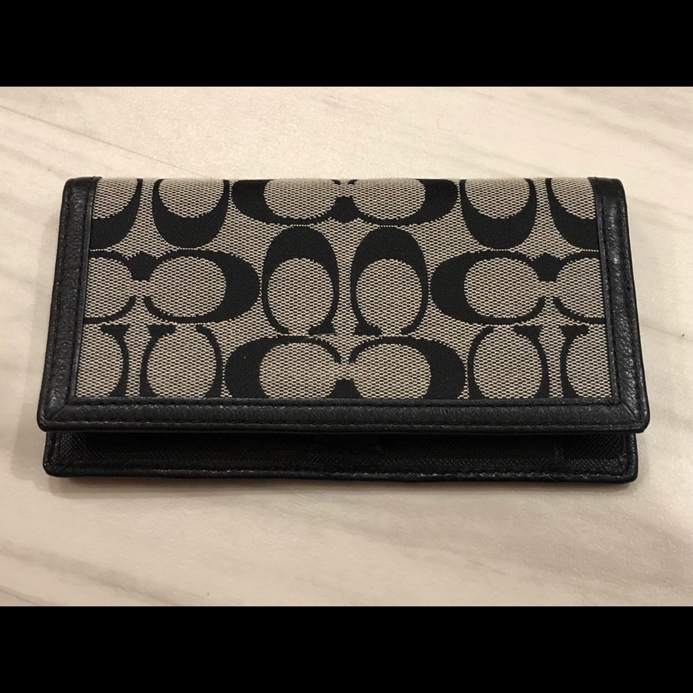 Coach Checkbook Cover Signature Jacquard Canvas